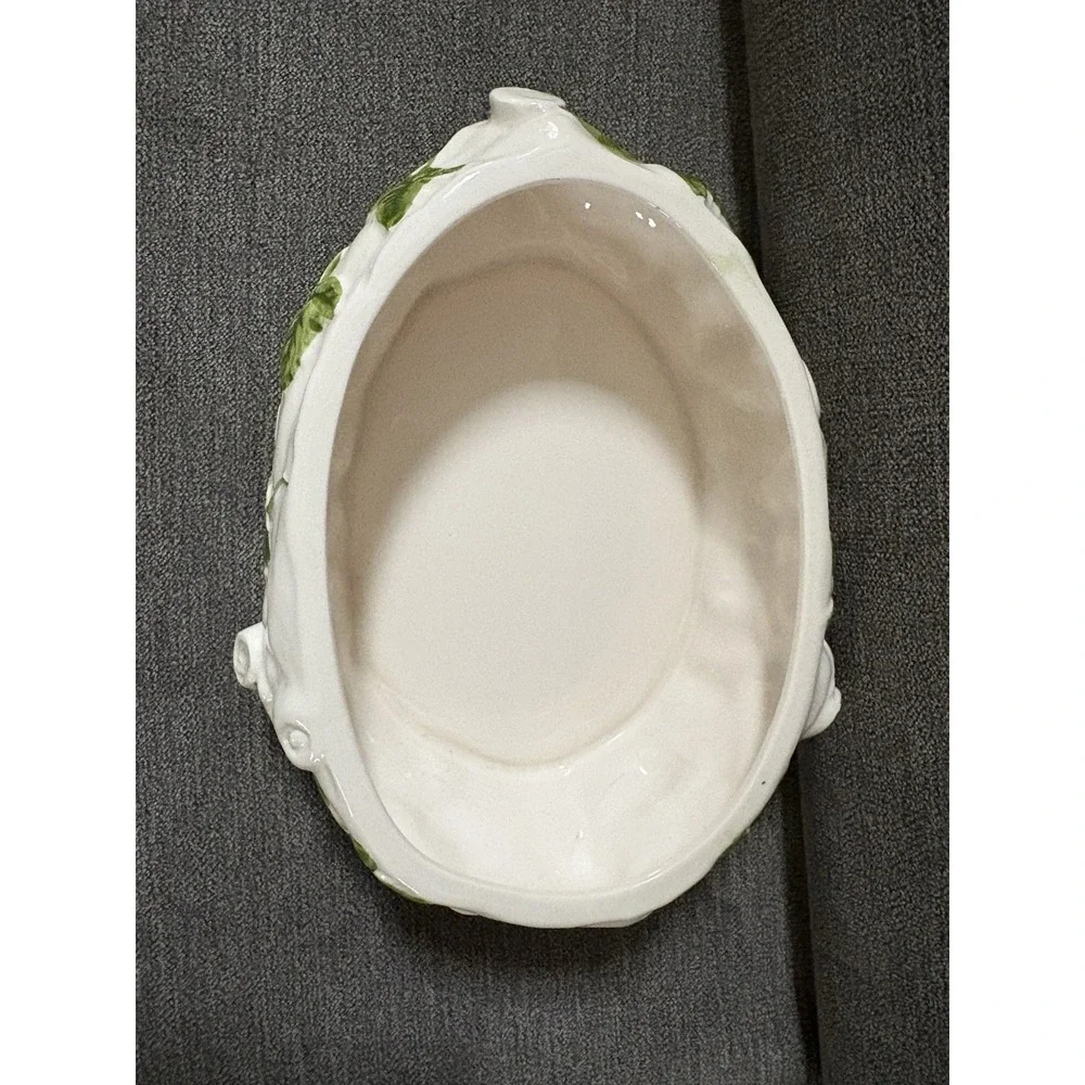 Vintage White Green Ceramic Bird on Nest Haldon Group Soup‎ Tureen 1983  7x5.75